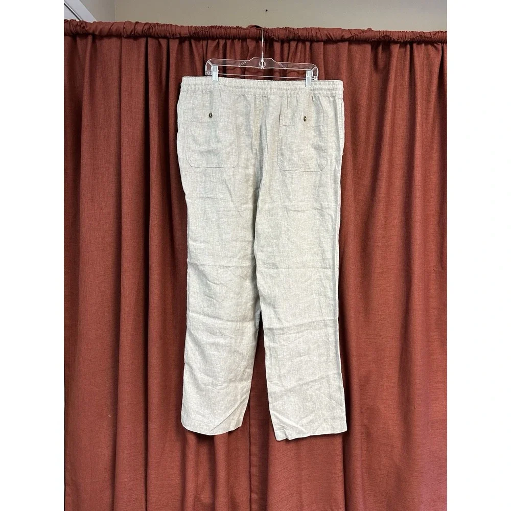 Quince 100% European Linen Wide Leg Loose Pants Flax/Beige Drawstring Size XXL